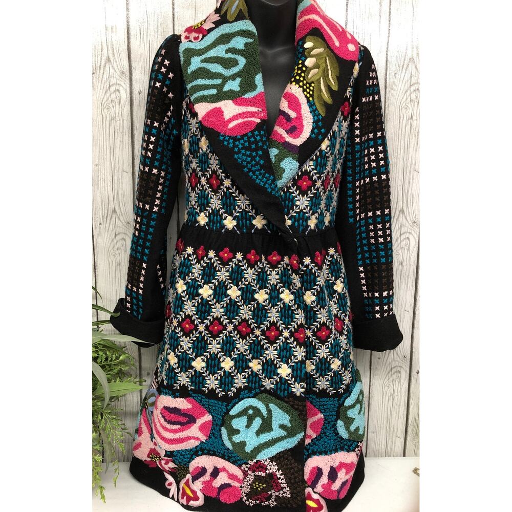 Hazel Heavy Embroidered Wool Coat Ladies Size Large